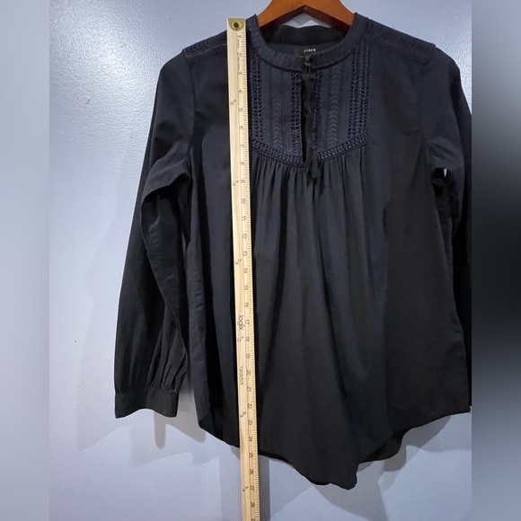 J Crew Black & Deep Purple Embroidered Woman’s Long Sleeve Tassel Front Size 0 - Picture 5 of 11